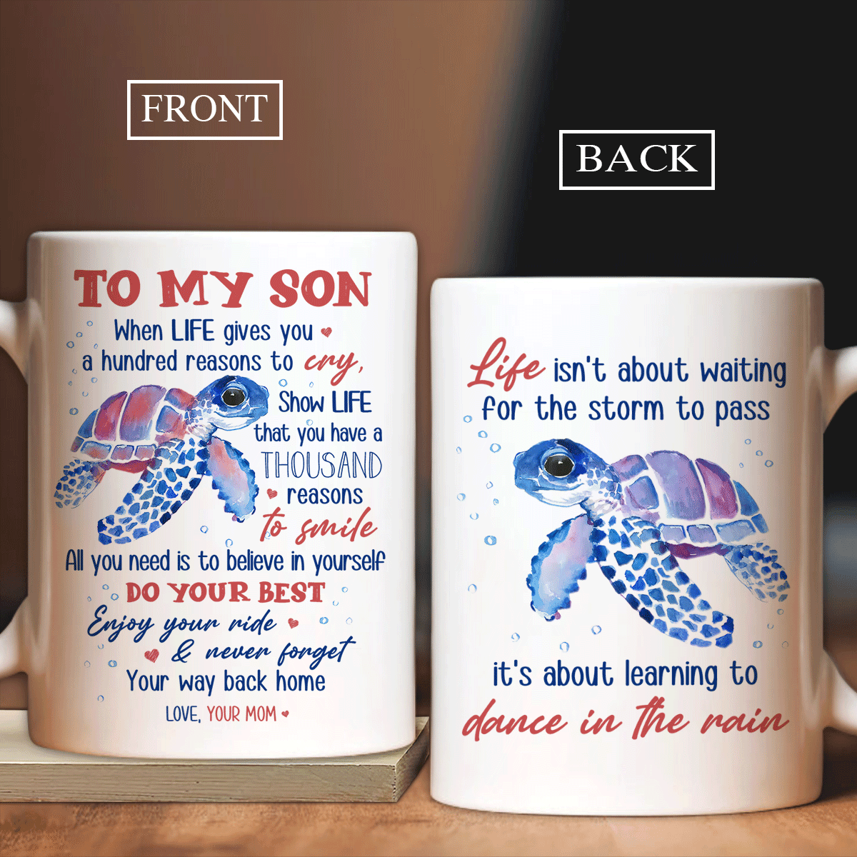 Gift for Son- Mom to son, Purple turtle, To my Son Mug- Never forget your way back home - Family White Mug - Amzanimalsgift