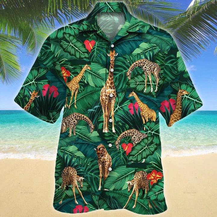 Giraffe Hawaiian Shirt - Giraffe Lovers Gift Hawaiian Shirt - Perfect Gift For Friend, Family - Amzanimalsgift