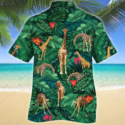 Giraffe Hawaiian Shirt - Giraffe Lovers Gift Hawaiian Shirt - Perfect Gift For Friend, Family - Amzanimalsgift