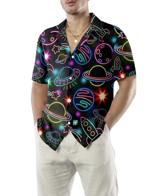 Glowing Space With Rainbow Star Hawaiian Shirt, Colorful Summer Aloha Shirt For Men Women, Perfect Gift For Husband, Wife, Friend, Family - Amzanimalsgift