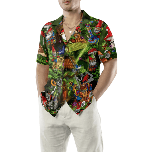 Gnome Hippie Hawaiian Shirt - Perfect Gift For Husband, Boyfriend, Friend, Family - Amzanimalsgift