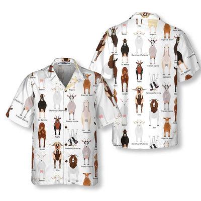 Goat Hawaiian Shirt, Goat Breeds, Funny Goat Aloha Shirt For Men - Perfect Gift For Men, Husband, Boyfriend, Friend, Family - Amzanimalsgift
