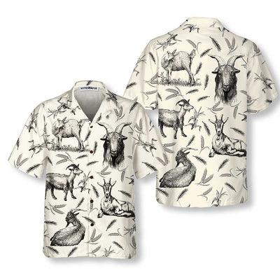 Goat Hawaiian Shirt, Vintage Goat Aloha Shirt For Men - Perfect Gift For Farm Lovers, Men, Husband, Boyfriend, Friend, Family - Amzanimalsgift