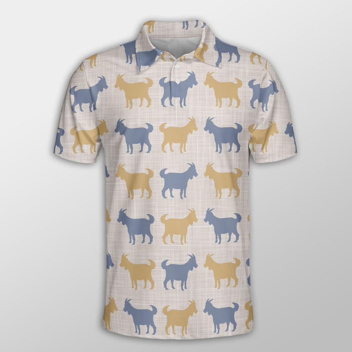 Goat Men Polo Shirts For Summer - Goat Silhouette Pattern Button Shirts For Men - Perfect Gift For Goat Lovers, Summer Lovers - Amzanimalsgift