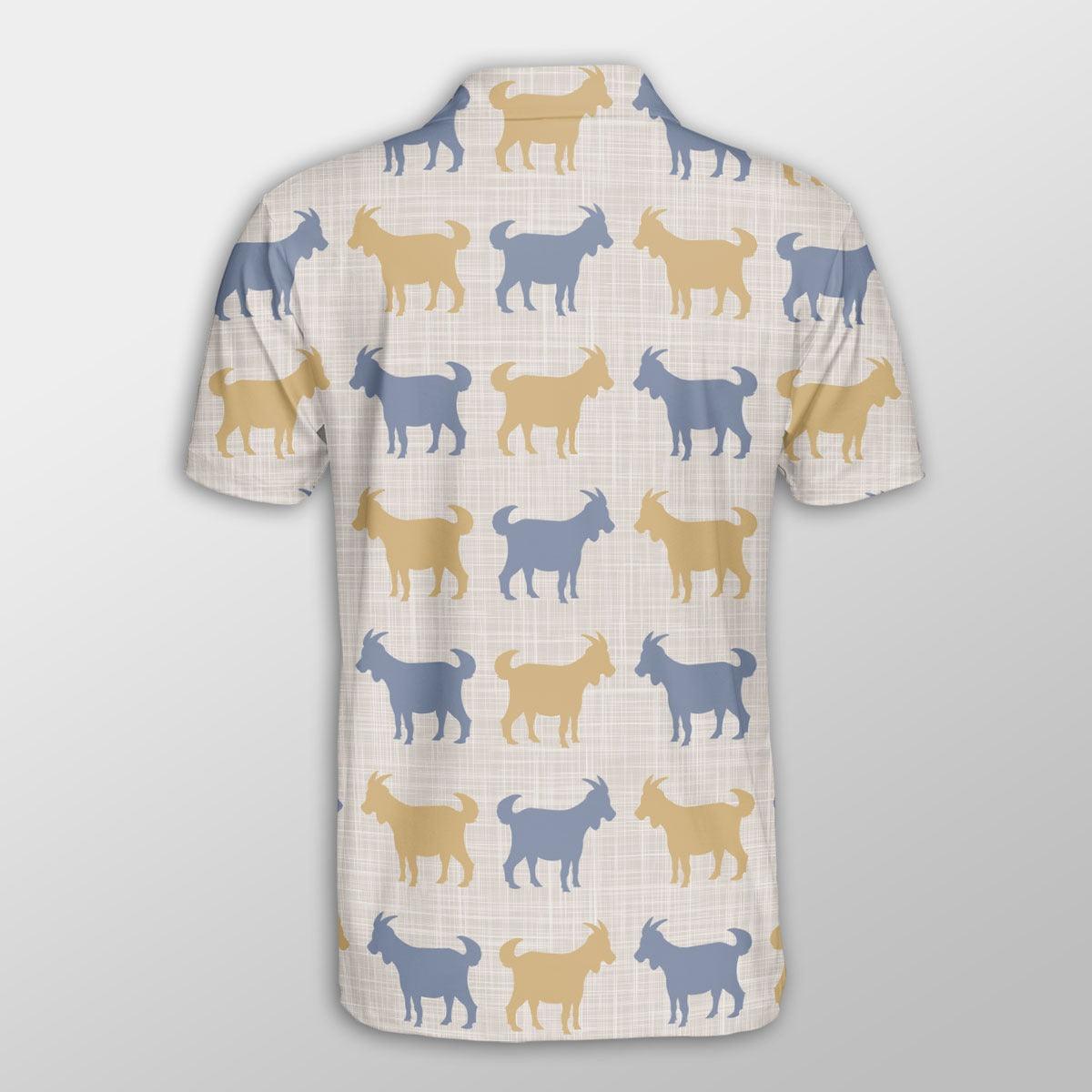 Goat Men Polo Shirts For Summer - Goat Silhouette Pattern Button Shirts For Men - Perfect Gift For Goat Lovers, Summer Lovers - Amzanimalsgift