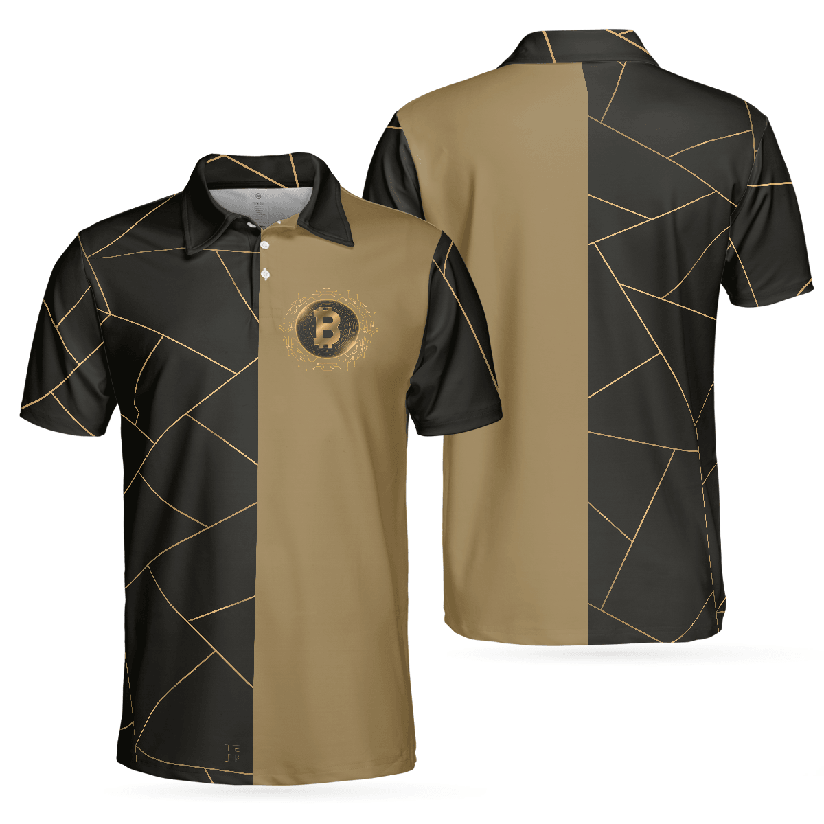 Golden Bitcoin Cryptocurrency Polo Shirt, Best Cryptocurrency Short Sleeve Polo Shirt For Adults, Unique Gift - Amzanimalsgift