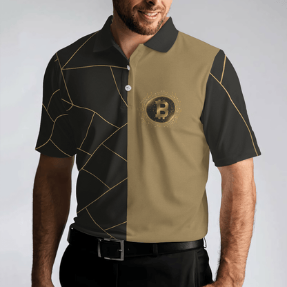 Golden Bitcoin Cryptocurrency Polo Shirt, Best Cryptocurrency Short Sleeve Polo Shirt For Adults, Unique Gift - Amzanimalsgift