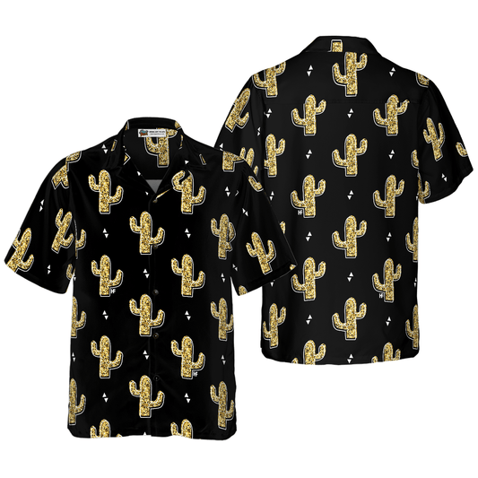 Golden Cactuses Pattern Aloha Hawaiian Shirt For Summer, Colorful Shirt For Men Women, Perfect Gift For Friend, Team, Family - Amzanimalsgift