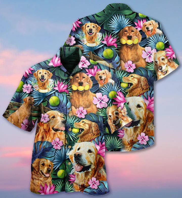 Golden Retriever Aloha Hawaii Shirt - Dog Lovely Hug A Golden Hawaiian Shirt For Summer - Perfect Gift For Dog Lovers, Friend, Family - Amzanimalsgift