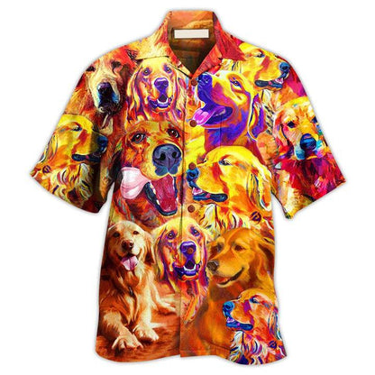 Golden Retriever Aloha Hawaii Shirt - Golden Retriever Dad Ever Christmas Hawaiian Shirt For Summer - Perfect Gift For Dog Lovers, Friend, Family - Amzanimalsgift