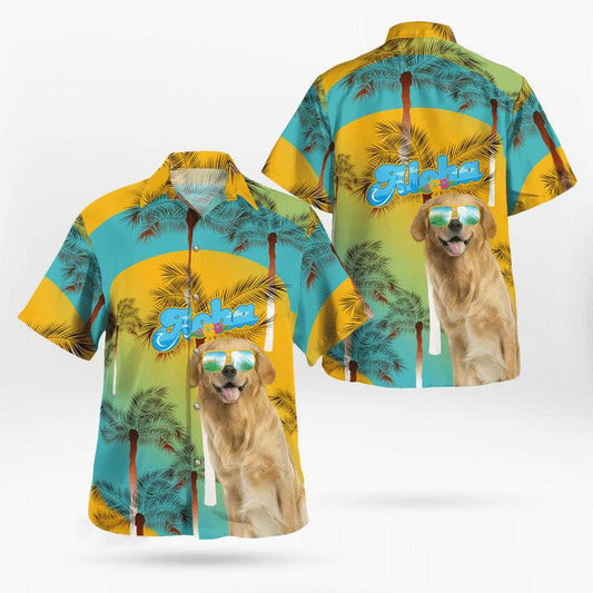 Golden Retriever Aloha Hawaiian Shirt - Dog Summer Beach Tropical Leaves Hawaiian Shirt For Summer - Perfect Gift For Dog Lovers Friend, Family - Amzanimalsgift