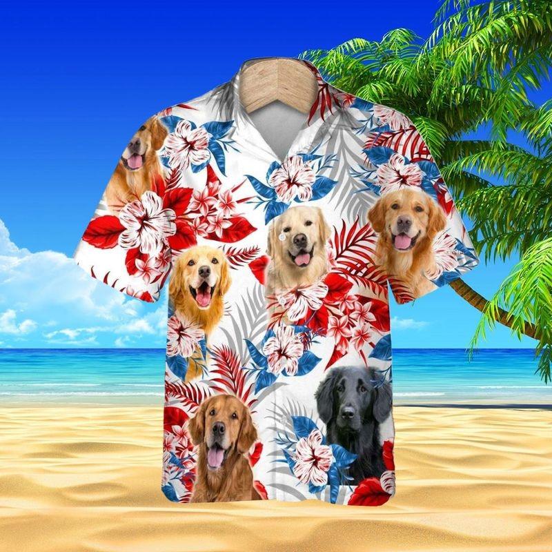 Golden Retriever Aloha Hawaiian Shirt - Golden Retriever In Beach Hawaiian Shirt, Tropical Leaves Hawaiian Shirt For Men & Women, Dog Lover - Amzanimalsgift