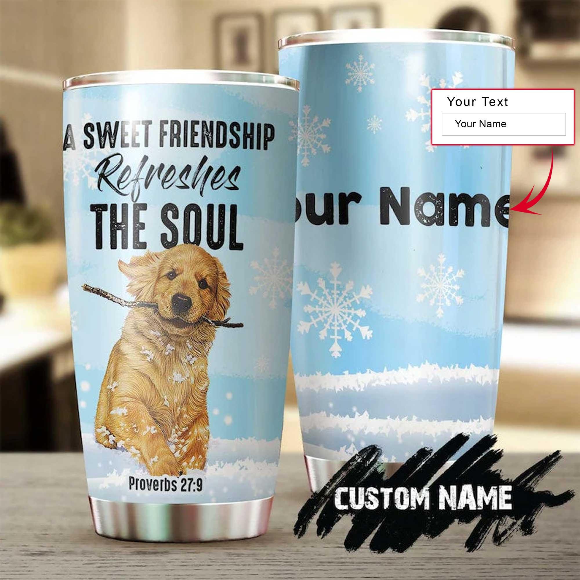 Golden Retriever Bible Personalized Mother's Day Gift Tumbler - Gift For Dog Lover, Dog Mom, Dog Dad, Dog Lady - A Sweet Friendship Tumbler - Amzanimalsgift