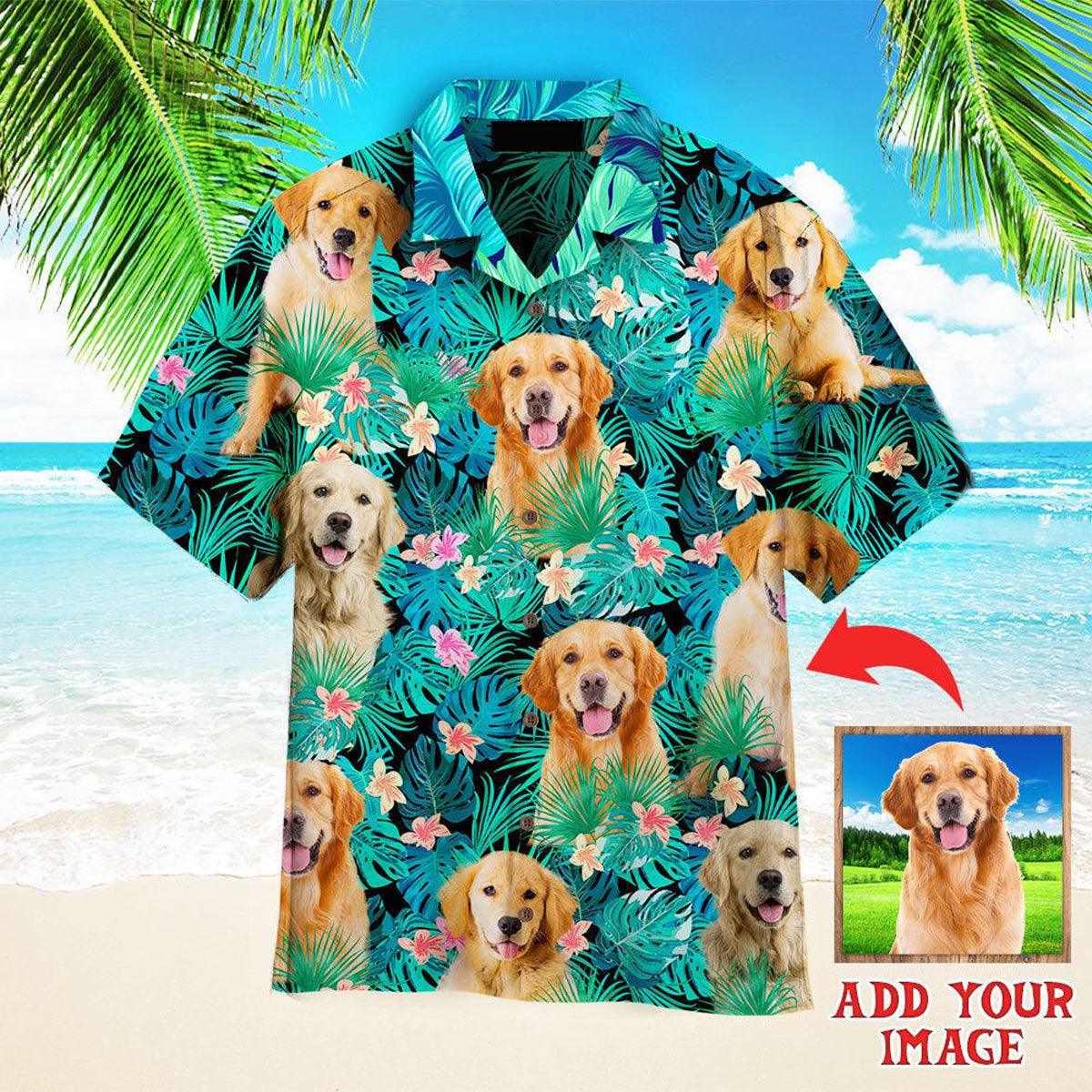 Golden Retriever Hawaiian Shirt Custom Photo, Dog Tropical Personalized Hawaiian Shirts - Perfect Gift For Dog Lovers, Family, Friends - Amzanimalsgift
