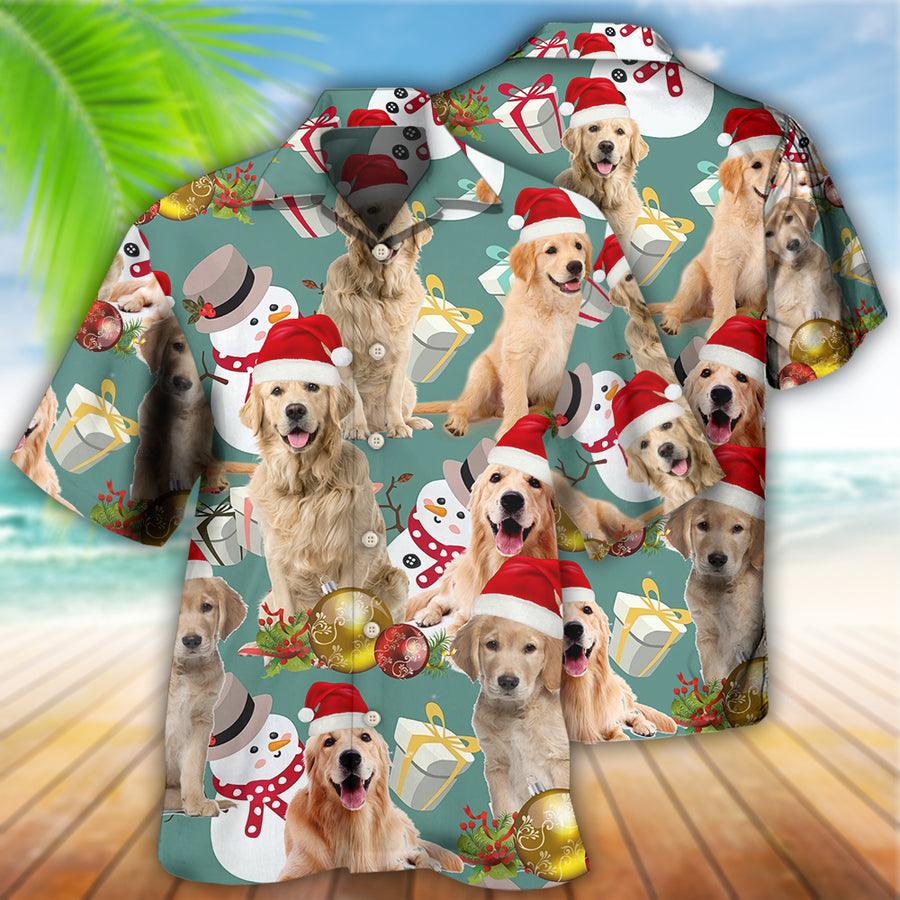 Golden Retriever Hawaiian Shirt, Dog Merry Christmas Aloha Hawaiian Shirt For Summer, Gift For Men Women, Dog Lovers, Friends, Family - Amzanimalsgift