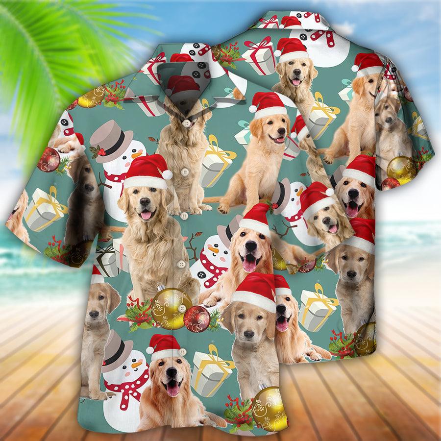 Golden Retriever Hawaiian Shirt, Dog Merry Christmas Aloha Hawaiian Shirt For Summer, Gift For Men Women, Dog Lovers, Friends, Family - Amzanimalsgift