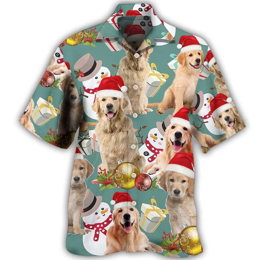 Golden Retriever Hawaiian Shirt, Dog Merry Christmas Aloha Hawaiian Shirt For Summer, Gift For Men Women, Dog Lovers, Friends, Family - Amzanimalsgift