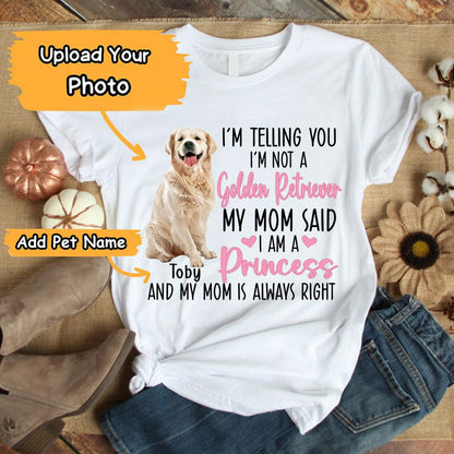 Golden Retriever Unisex T Shirt Custom - Customize Name & Photo I'm Telling You I'm Not A Golden Retriever Unisex T Shirt - Gift For Dog Lovers, Friend, Family - Amzanimalsgift