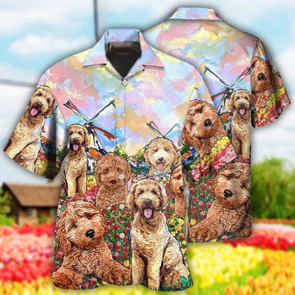 Goldendoodle Aloha Hawaii Shirt - Goldendoodle Dog With Flowers Hawaiian Shirt For Summer - Perfect Gift For Dog Lovers, Friend, Family - Amzanimalsgift