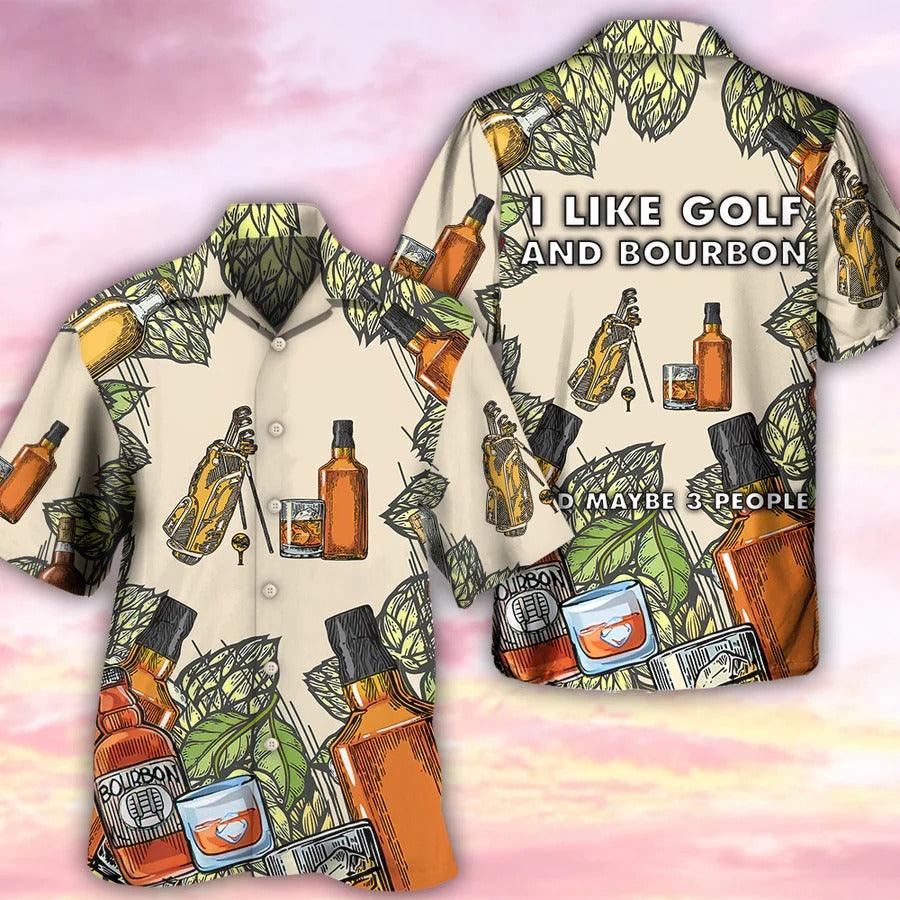 Golf Aloha Hawaiian Shirt, Golf And Bourbon I Like Hawaiian Shirt For Summer - Perfect Gift For Men, Women, Golfer - Amzanimalsgift