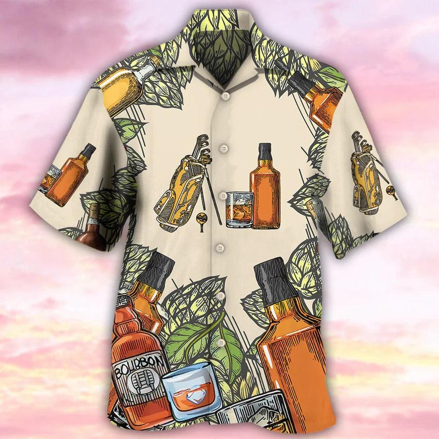 Golf Aloha Hawaiian Shirt, Golf And Bourbon I Like Hawaiian Shirt For Summer - Perfect Gift For Men, Women, Golfer - Amzanimalsgift