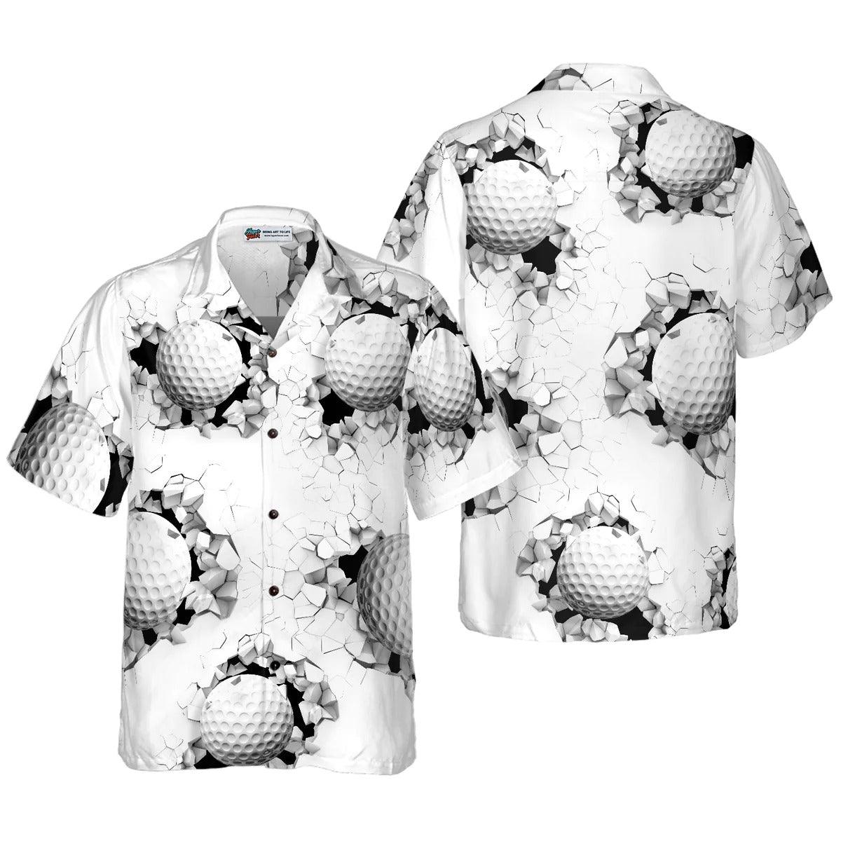 Golf Aloha Hawaiian Shirt, Golf Ball Breaking Through Wall Hawaiian Shirt, Golf Aloha Shirt For Summer - Perfect Gift For Men, Women, Golf Lover - Amzanimalsgift