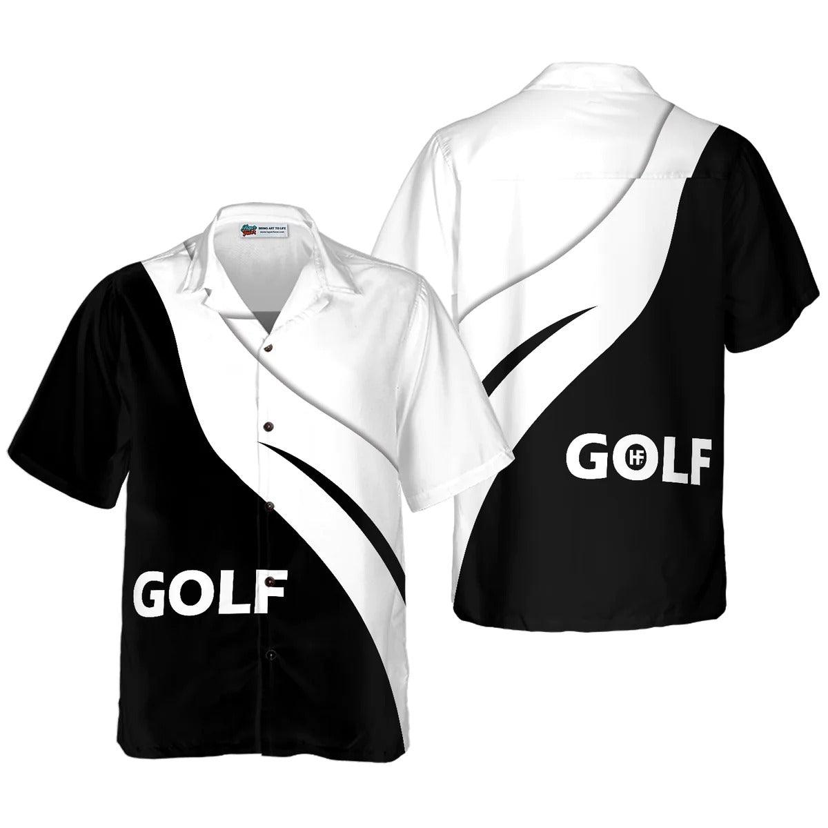 Golf Aloha Hawaiian Shirt, Golf Black And White Aloha Shirt, Golf Hawaiian Shirt For Summer - Perfect Gift For Men, Women, Golf Lover, Friend, Family - Amzanimalsgift