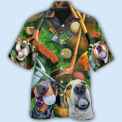 Golf Aloha Hawaiian Shirt - Golf Vintage Style Funny Dog Hawaiian Shirt For Summer- Perfect Gift For Men, Women, Golfer - Amzanimalsgift