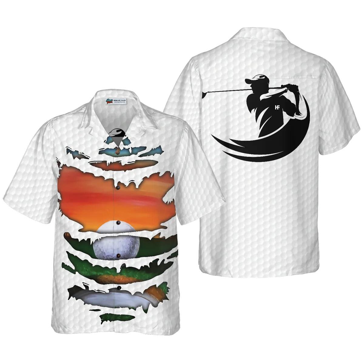 Golf Aloha Hawaiian Shirt, Tattered Golf Aloha Shirt, Golf Sunset Hawaiian Shirt For Summer - Perfect Gift For Men, Women, Golf Lover, Friend, Family - Amzanimalsgift