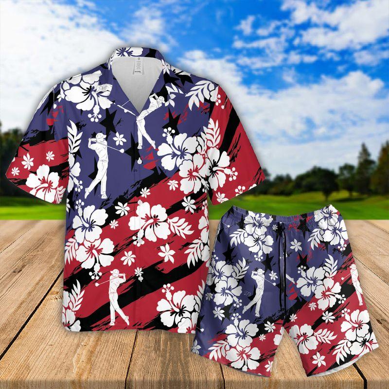 Golf Aloha Hawaiian Shirts For Summer, Sports Beach Tropical American Flag Hawaiian Shirt For Men Women, Beach Wear Golf Gift For Golfers, Golf Lovers - Amzanimalsgift