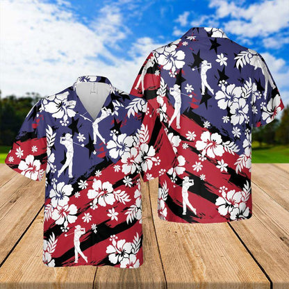 Golf Aloha Hawaiian Shirts For Summer, Sports Beach Tropical American Flag Hawaiian Shirt For Men Women, Beach Wear Golf Gift For Golfers, Golf Lovers - Amzanimalsgift