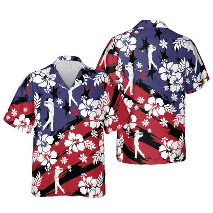 Golf Aloha Hawaiian Shirts For Summer, Sports Beach Tropical American Flag Hawaiian Shirt For Men Women, Beach Wear Golf Gift For Golfers, Golf Lovers - Amzanimalsgift