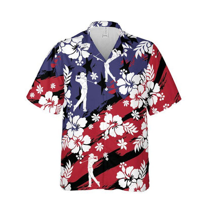 Golf Aloha Hawaiian Shirts For Summer, Sports Beach Tropical American Flag Hawaiian Shirt For Men Women, Beach Wear Golf Gift For Golfers, Golf Lovers - Amzanimalsgift