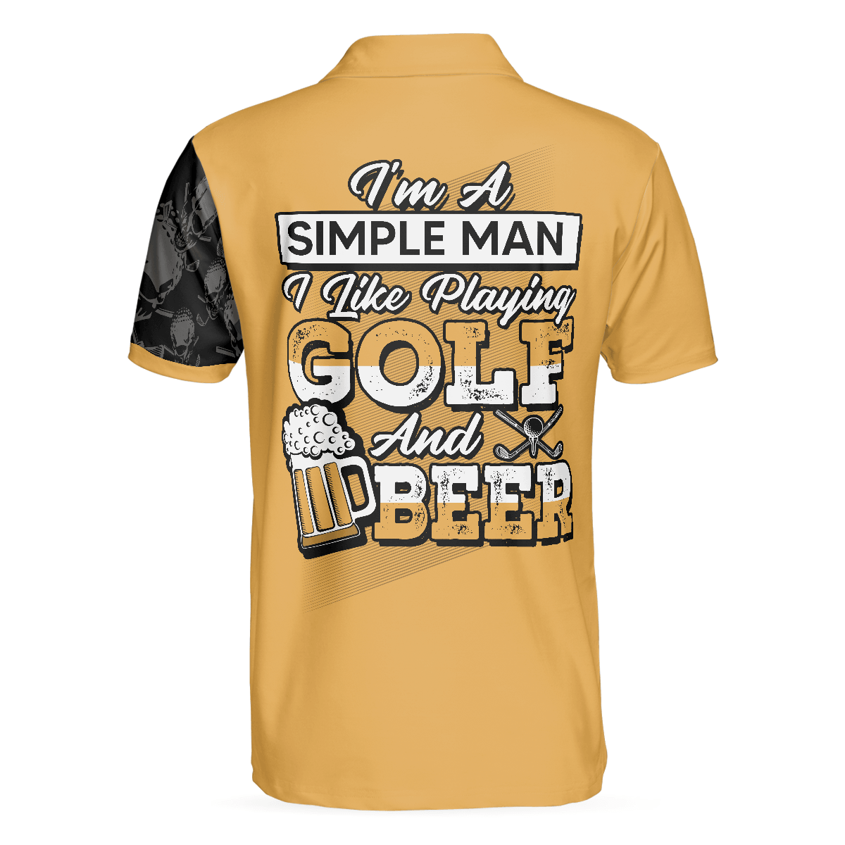 Golf And Beer Men Polo Shirt, I'm A Simple Man I Like Playing Golf And Beer Polo Shirt, Cool Ball Pattern Shirt With Sayings, Best Gift For Golfers - Amzanimalsgift