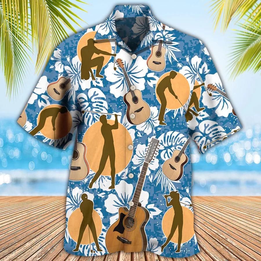 Golf And Guitar Hawaiian Shirt For Summer - I Like Golf And Guitars Hawaiian Shirt - Perfect Gift For Men, Guitar Lovers, Golfer - Amzanimalsgift