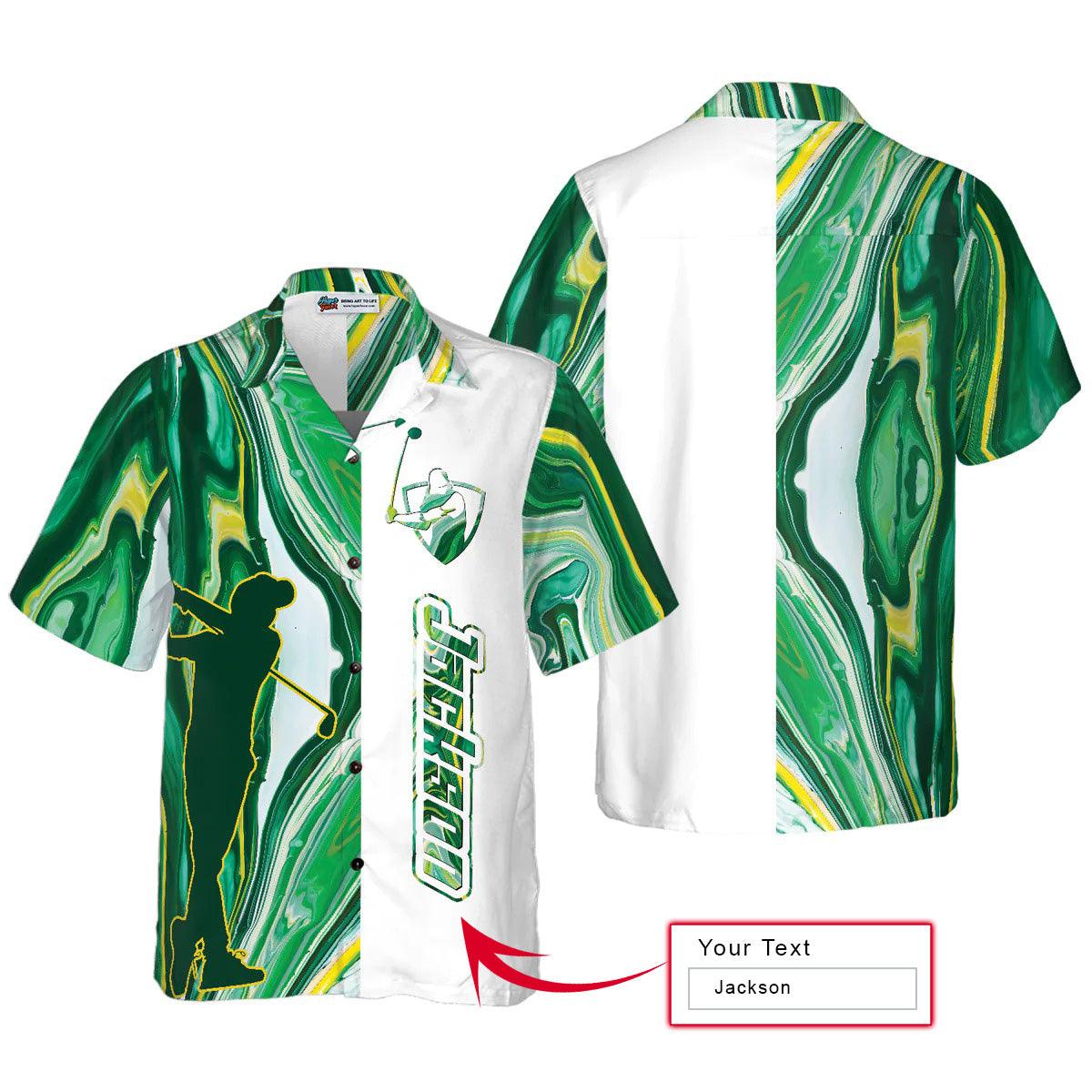 Golf Custom Aloha Hawaiian Shirt, Golf Green Fluid Art Aloha Shirt, Golf Hawaiian Shirt For Summer - Perfect Gift For Men, Women, Golf Lover, Friend - Amzanimalsgift