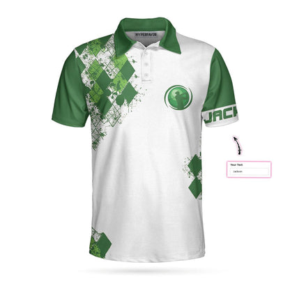 Golf Custom Men Polo Shirt, I Made A Hole In One Custom Polo Shirt, White And Green Argyle Pattern Polo Shirt - Perfect Gift For Men, Golfers - Amzanimalsgift