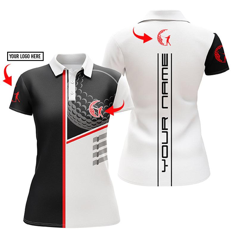Golf Custom Name And Logo Women Polo Shirt, Golf Club Black & White Personalized Women Polo Shirts, Golfing Gift For Ladies, Golfers, Golf Lovers - Amzanimalsgift