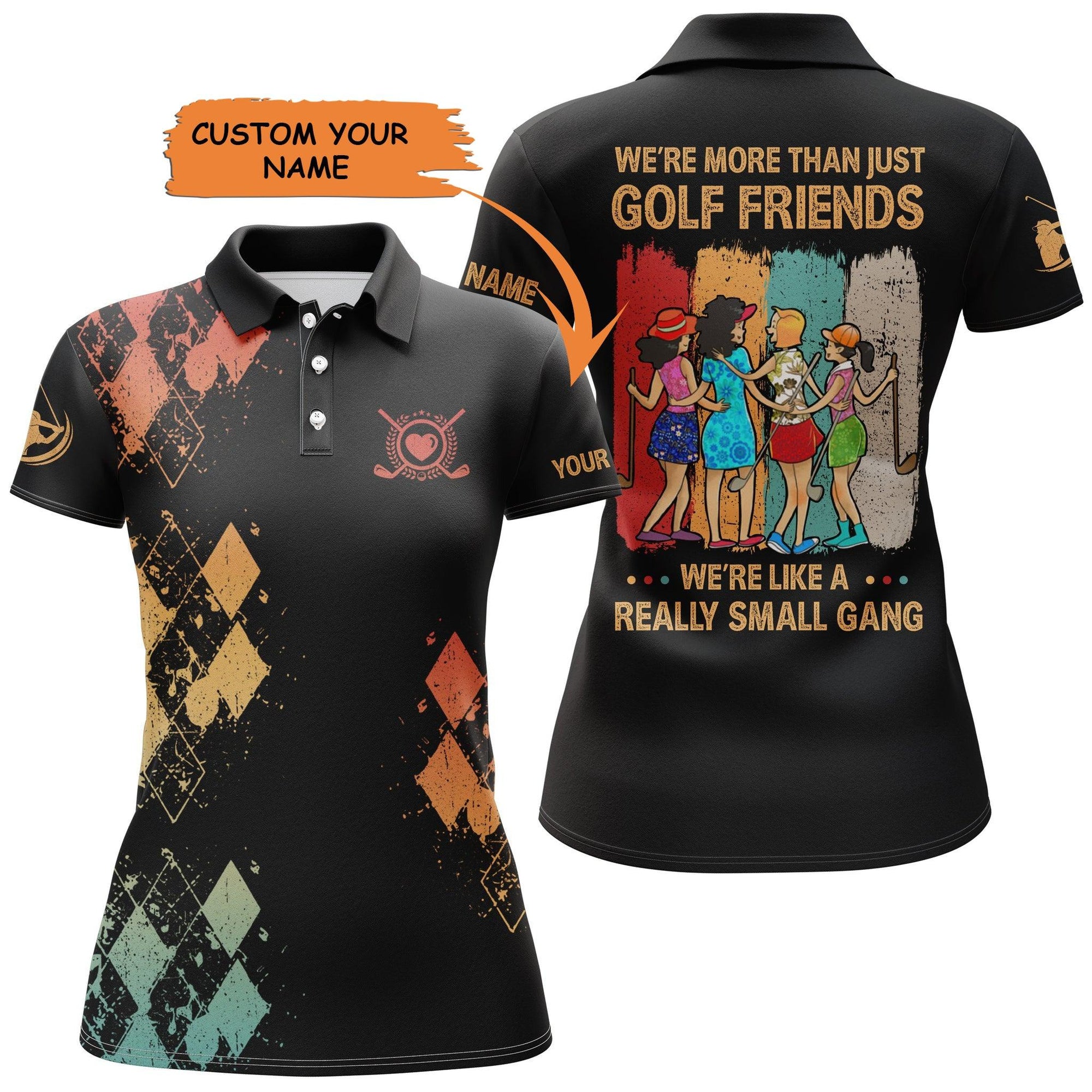 Golf Custom Name Women Polo Shirt, Colorful Argyle Pattern Golf Friends Personalized Women Polo Shirt - Perfect Gift For Ladies, Golf Lovers, Golfers - Amzanimalsgift