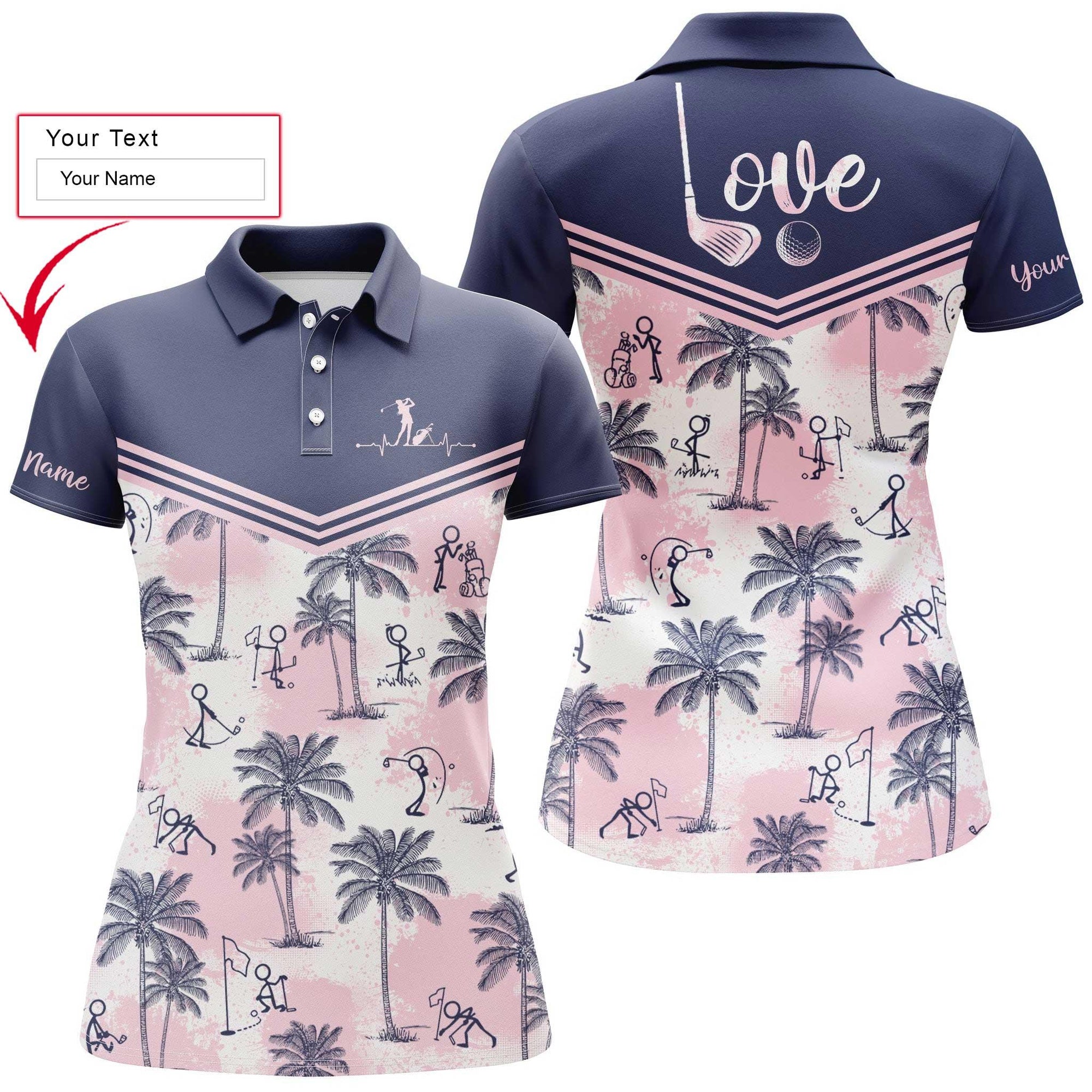 Golf Custom Name Women Polo Shirt, Colorful Tropical Plants And Palm Leaves Personalized Women Polo Shirts, Gift For Ladies, Golf Lovers, Golfers - Amzanimalsgift