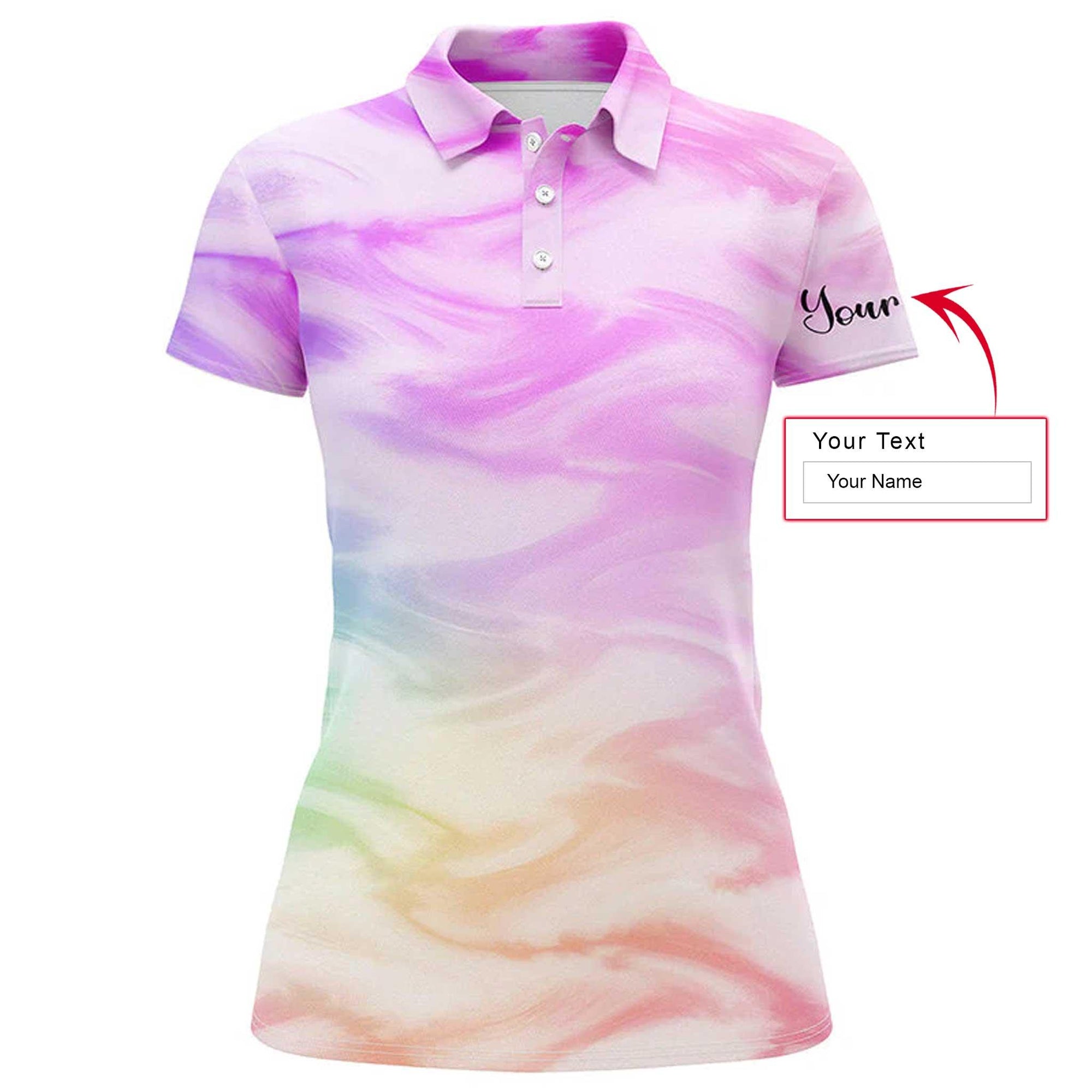 Golf Custom Name Women Polo Shirt, Colorful Watercolor Paint Personalized Women Polo Shirts, Golf Tops, Perfect Gift For Ladies, Golf Lovers, Golfers - Amzanimalsgift