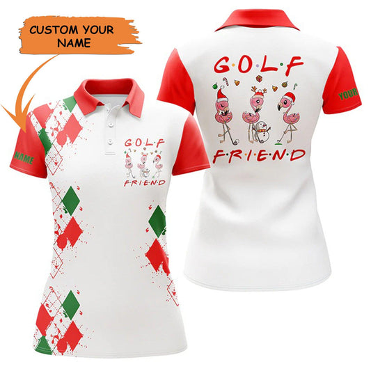 Golf Custom Name Women Polo Shirt, Flamingo Golf Friend Christmas Personalized Women Polo Shirt - Perfect Gift For Ladies, Golf Lovers, Golfers - Amzanimalsgift