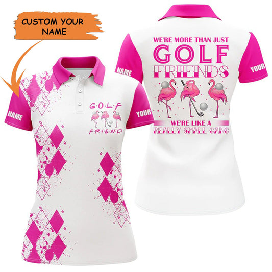 Golf Custom Name Women Polo Shirt, Funny Flamingo Play Golf Golf Friend Personalized Women Polo Shirt - Perfect Gift For Ladies, Golf Lovers, Golfers - Amzanimalsgift