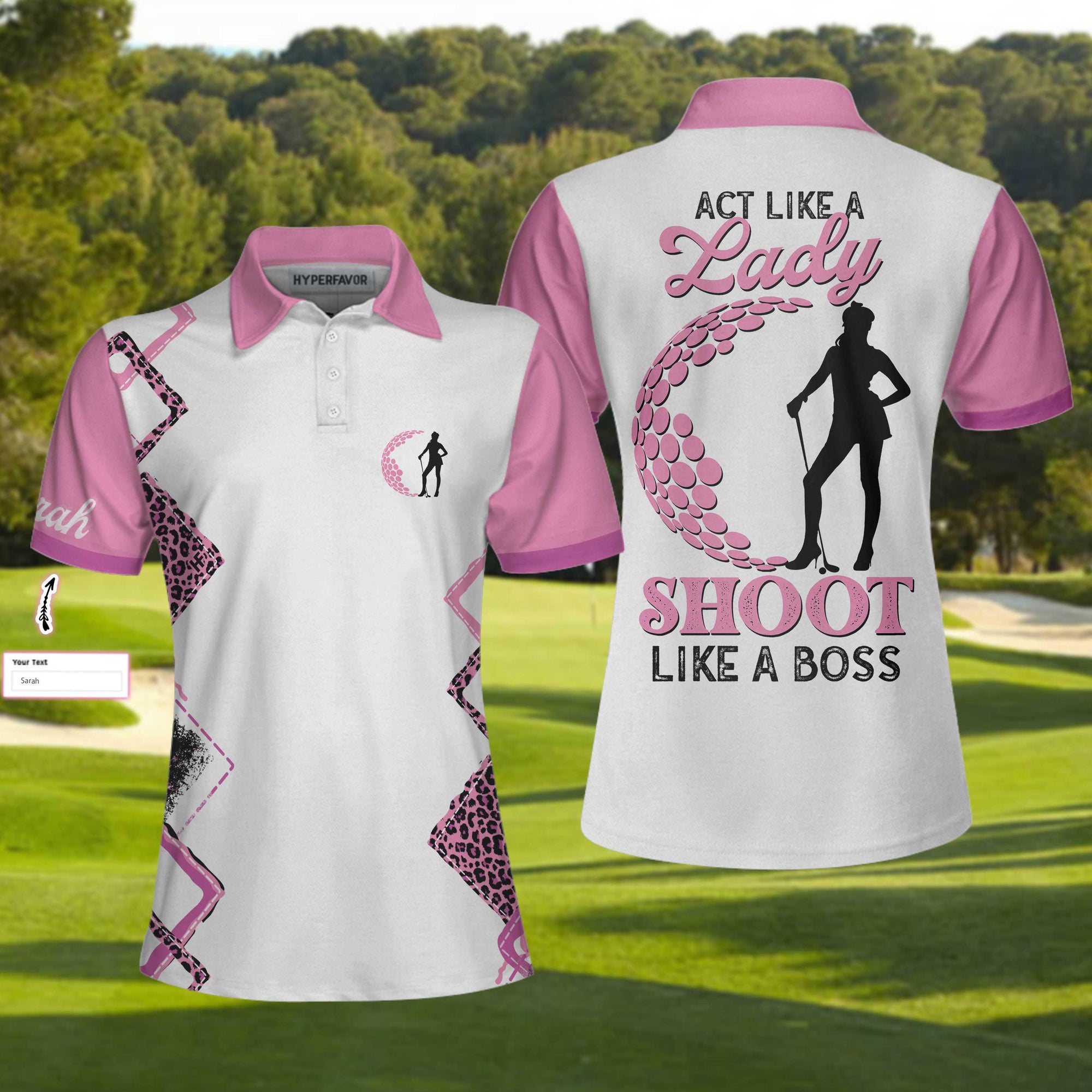 Golf Custom Name Women Polo Shirt, Golf Act Like A Lady Shoot, Leopard Pattern Personalized Women Polo Shirts With Sayings, Best Gift For Golfers - Amzanimalsgift