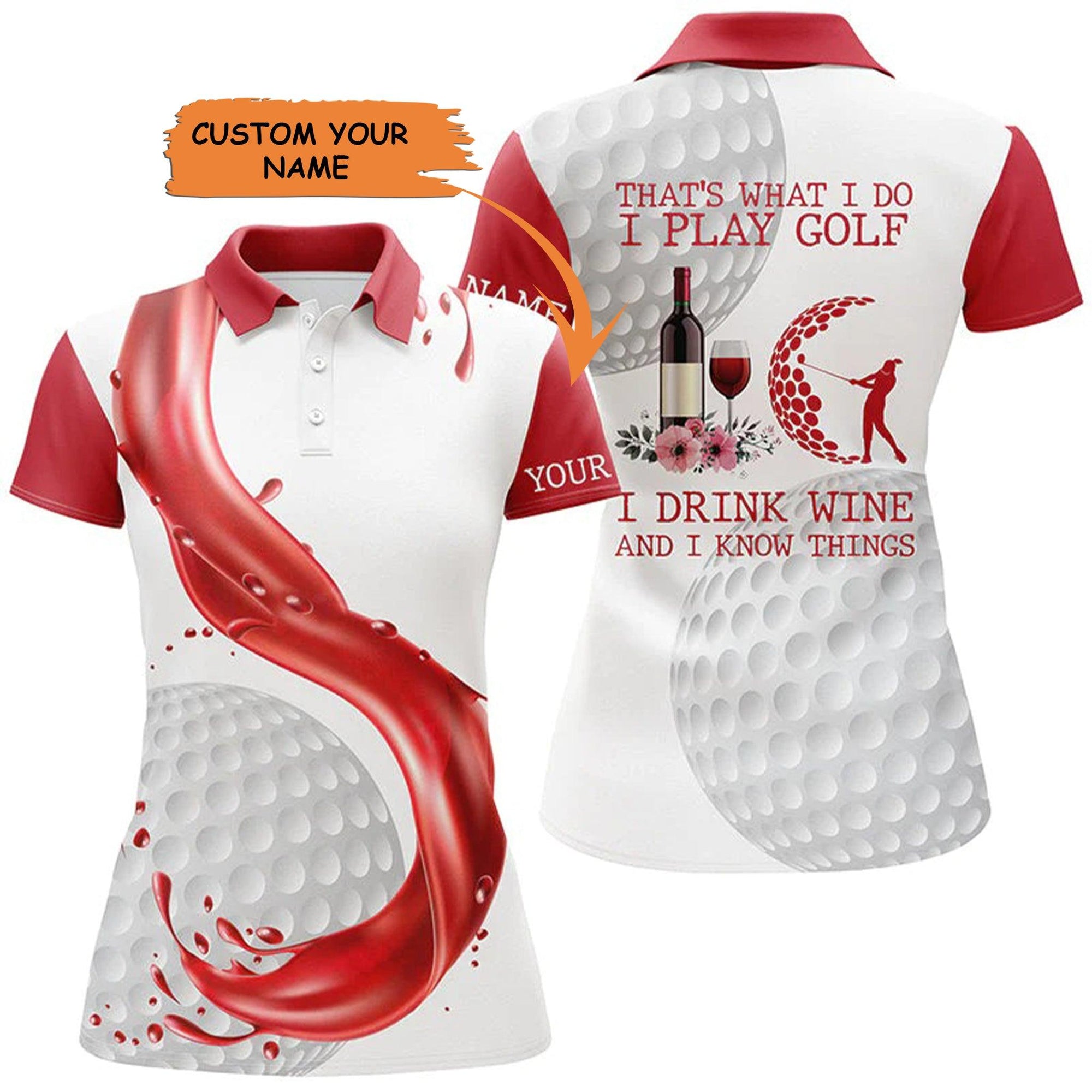 Golf Custom Name Women Polo Shirt, Golf & Wine I Play Golf Drink Wine Personalized Women Polo Shirt - Perfect Gift For Ladies, Golf Lovers, Golfers - Amzanimalsgift