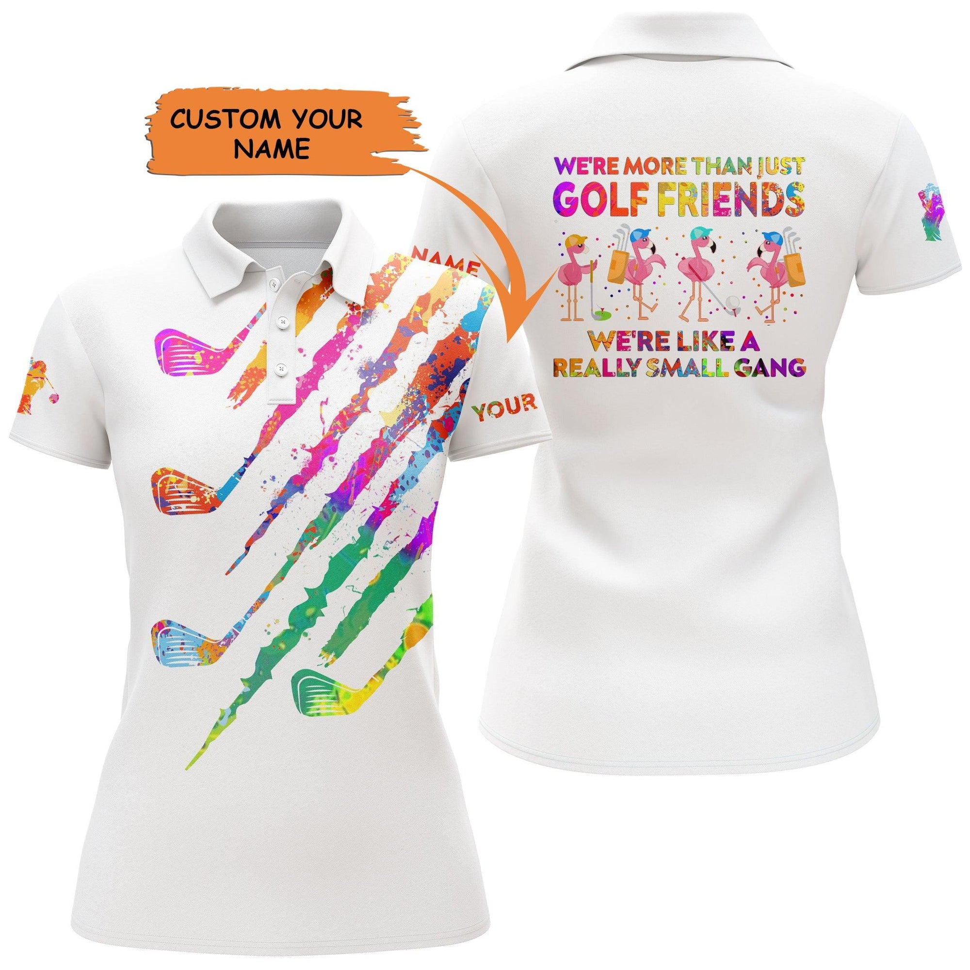 Golf Custom Name Women Polo Shirt, Golf Clubs Watercolor Flamingo Personalized Women Polo Shirt - Perfect Gift For Ladies, Girls, Golf Lovers, Golfers - Amzanimalsgift