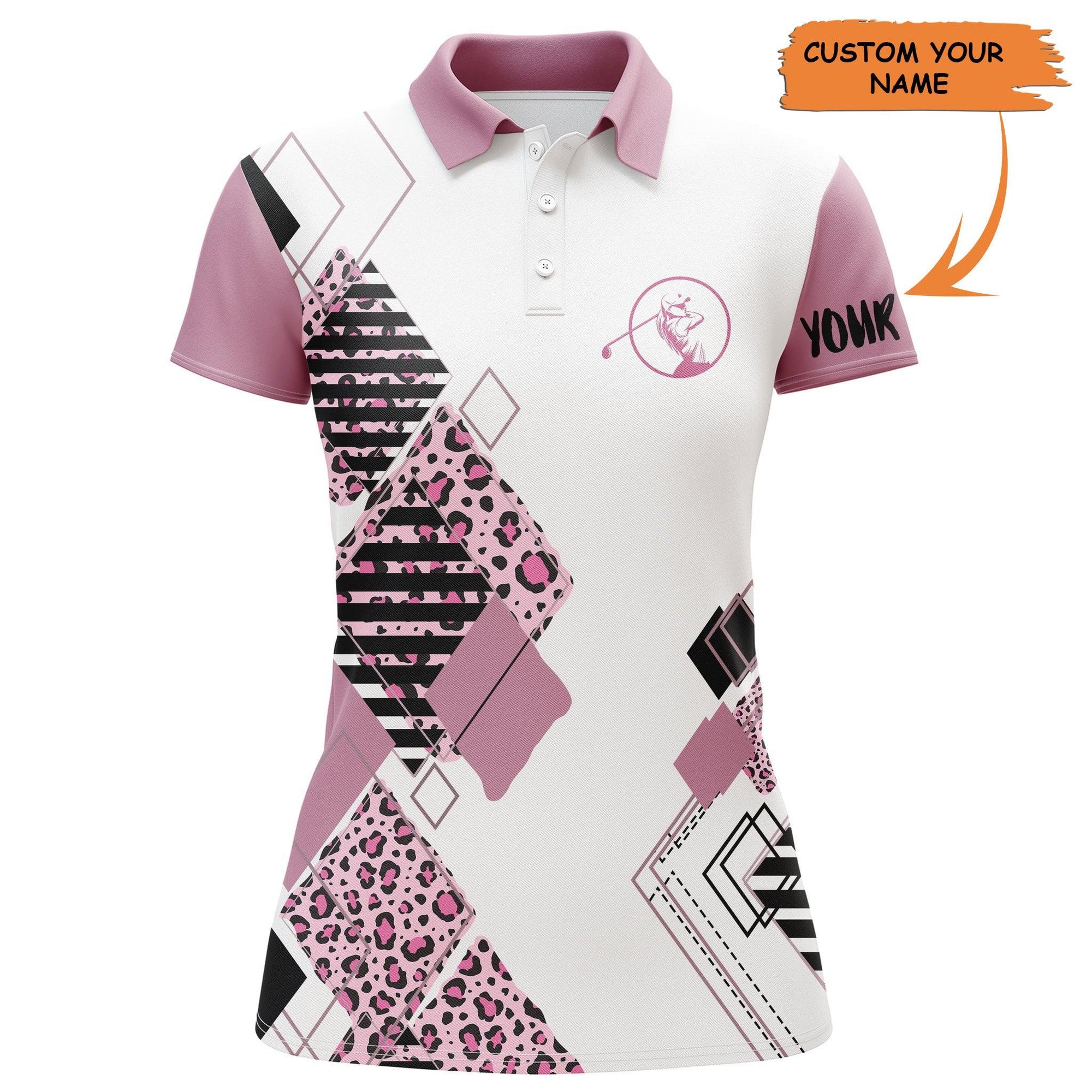 Golf Custom Name Women Polo Shirt, Golf Gift For Women, Leopard Pattern Personalized Women Polo Shirt - Perfect Gift For Ladies, Golf Lovers, Golfers - Amzanimalsgift