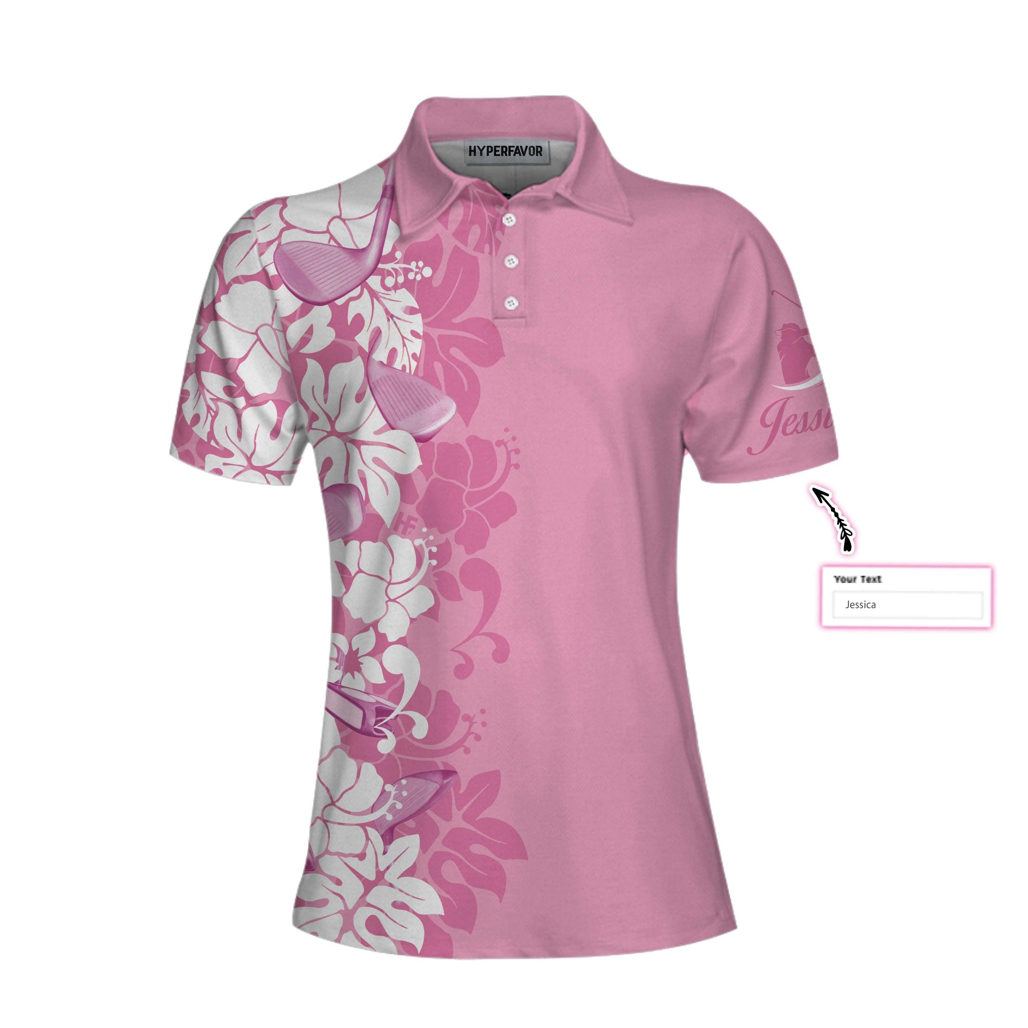 Golf Custom Name Women Polo Shirt, Golfer Flower Floral Pink Personalized Women Polo Shirts, Best Gift For Female Golfers, Ladies, Golf Lovers - Amzanimalsgift