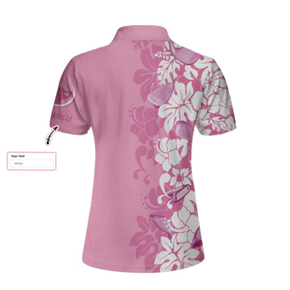 Golf Custom Name Women Polo Shirt, Golfer Flower Floral Pink Personalized Women Polo Shirts, Best Gift For Female Golfers, Ladies, Golf Lovers - Amzanimalsgift