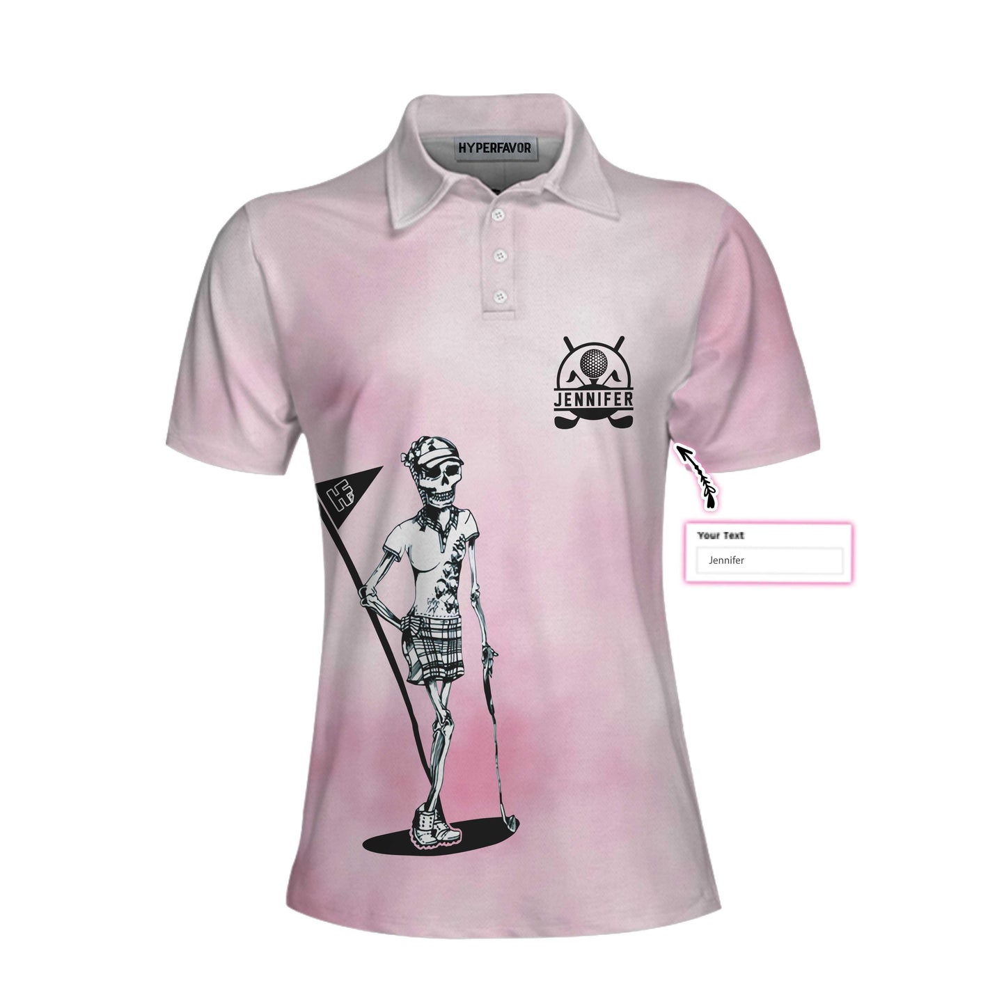 Golf Custom Name Women Polo Shirt, I Golf Like A Girl Try To Keep Up, Tie Dye Pink Skull Personalized Women Polo Shirts, Gift For Ladies, Golfers - Amzanimalsgift